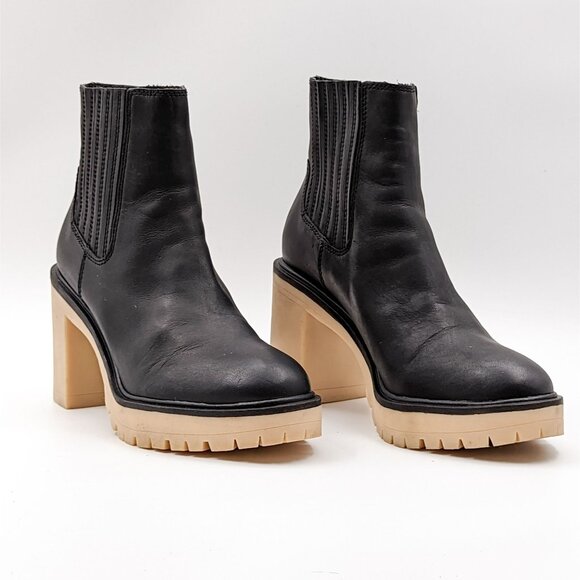 Dolce Vita Women H2O Black Platform Leather Chelsea Boots size 10 - Picture 1 of 7